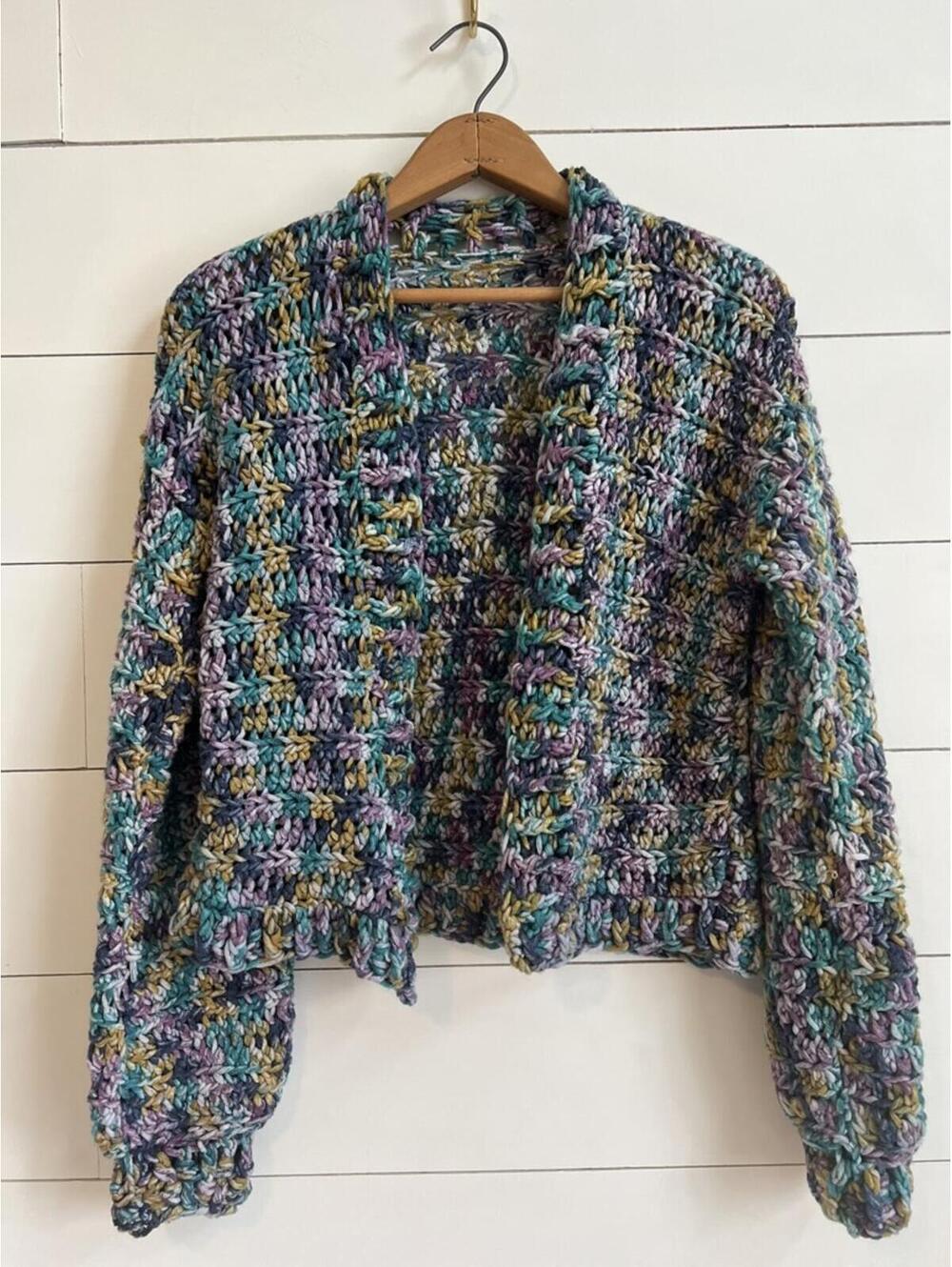 Handknit Cardigan Women's size S/M Mulitcolored Cozy Artsy Maximalist